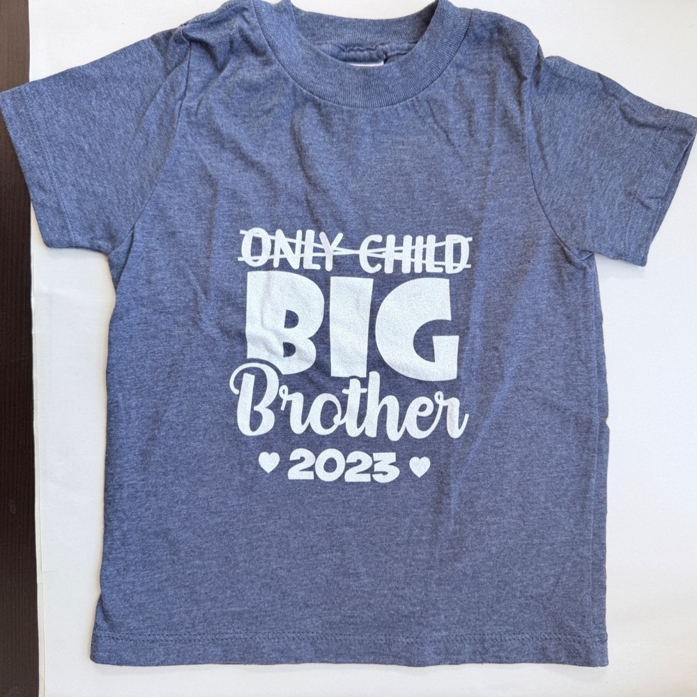 Port & Company Only Child Big Brother 2023 Graphic Tee‎ Heather Navy Blue 2T